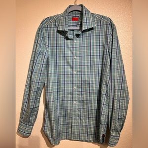 ISAIA Navetta Oxford shirt Checked green. Size 16/41